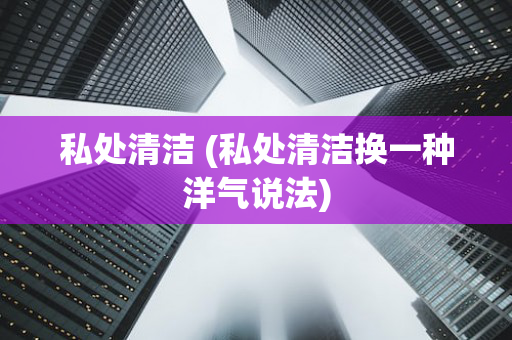 私处清洁 (私处清洁换一种洋气说法)