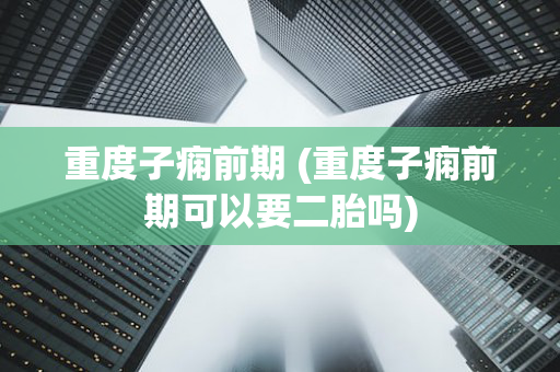 重度子痫前期 (重度子痫前期可以要二胎吗)